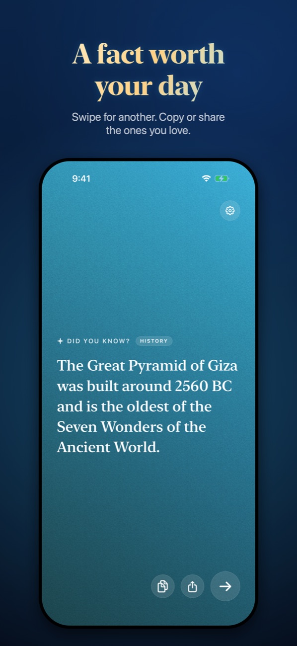 A full-screen fact on iPhone