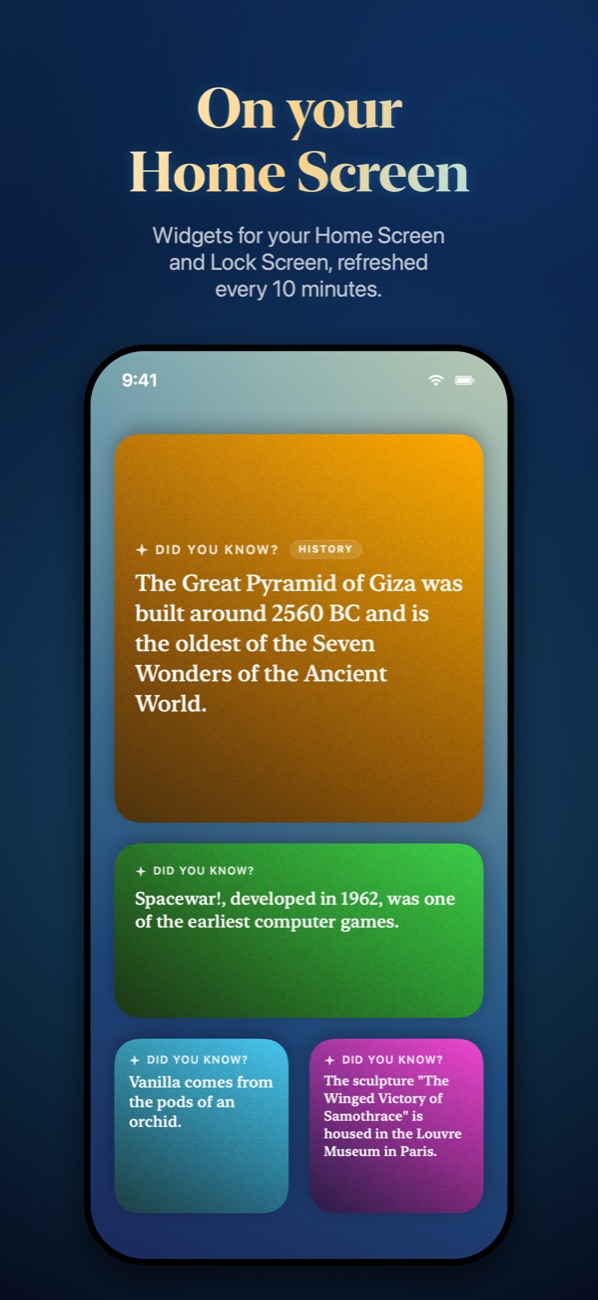 Factastic widgets on the Home Screen and Lock Screen