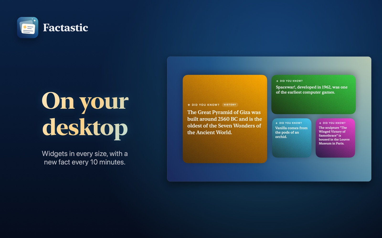 Factastic widgets on the Mac desktop